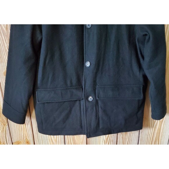 Old Navy 1994 Wool Blend Peacoat Mens L Black Dress Coat Pockets Quilted Lined - Picture 4 of 11